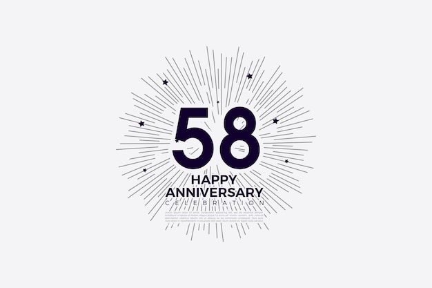 58th anniversary with flat design number white on black