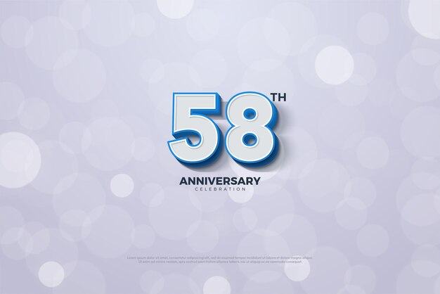 58° anniversario con numeri 3d lisci.