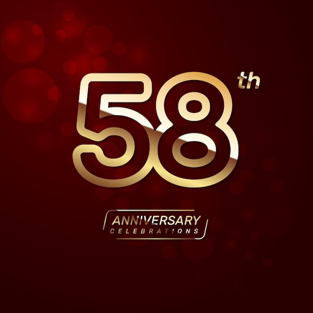 58th year anniversary logo design with a double line concept in gold color