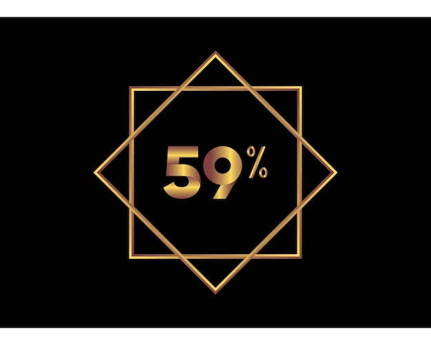 Vector 59 percent on black background gold vector image