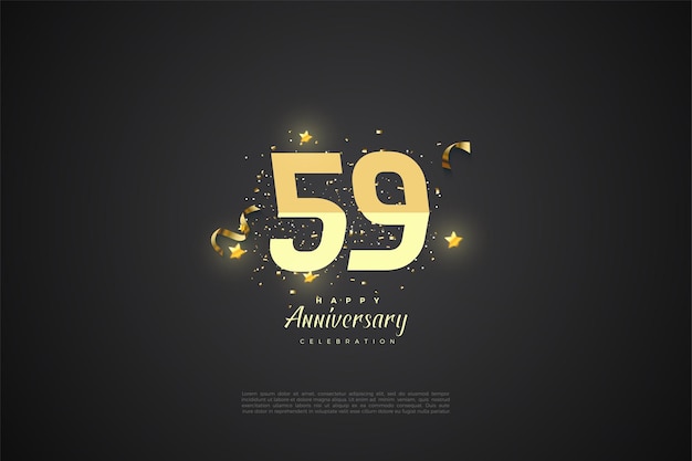 Vector 59e verjaardag met gesorteerde nummers op een zwarte achtergrond