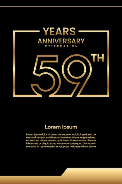 59e verjaardag sjabloonontwerp Line art design Gouden jubileum vector sjabloon