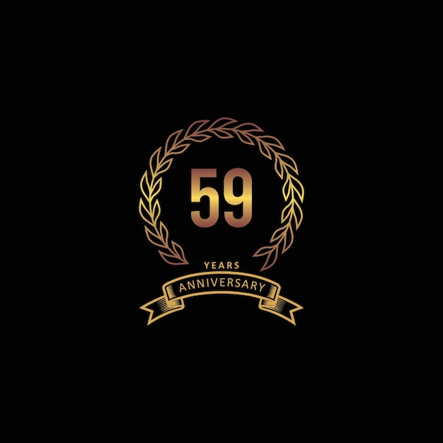 59e verjaardagslogo met gouden en zwarte achtergrond