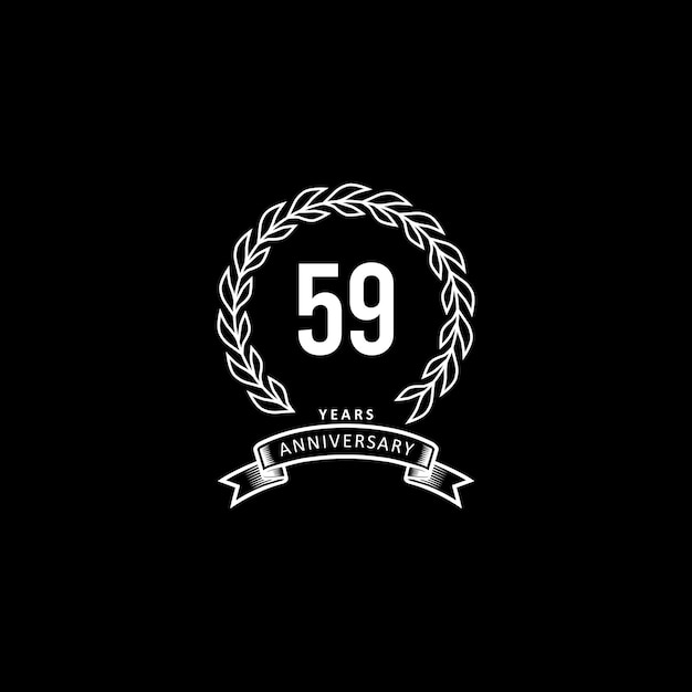 白と黒の背景を持つ 59 周年記念ロゴ