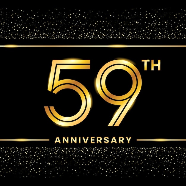 59th Anniversary Gold color template design for birthday event Line Art Design Vector Template