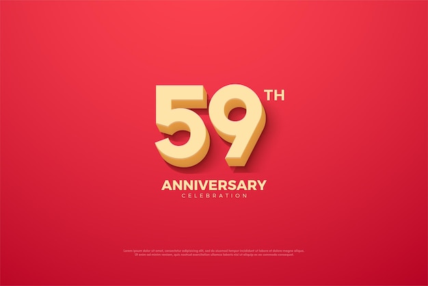 섬세한 주황색 3d 숫자가 있는 59주년.
