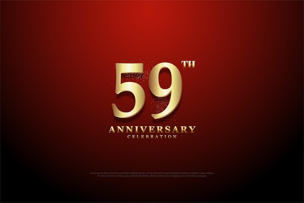 59° anniversario con numeri d'oro e fondo rosso.