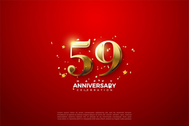 59-я годовщина с золотыми цифрами на ярко-красном фоне