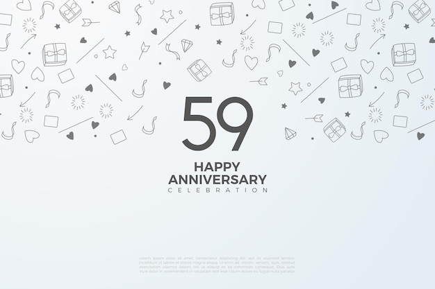 59th anniversary with numbers on white paper