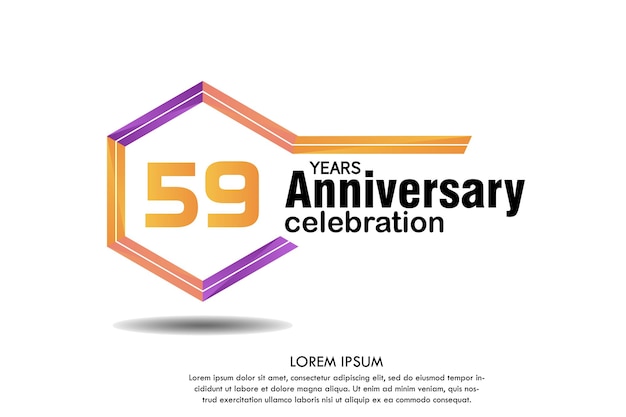 59th year anniversary logo with colorful number and frame vector design