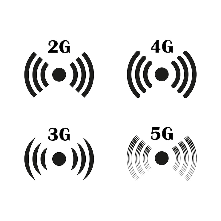 Vector 5g 4g 3g 2g vector character set isolated on background vector illustration