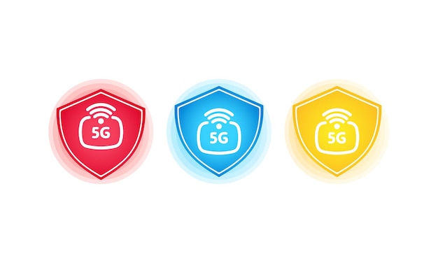 5G, 4G, 3G, vector icon set. New mobile communication technology and smartphone network icons