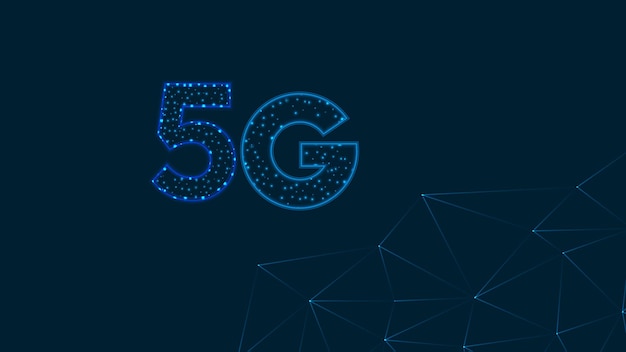 5G抽象現代デジタル未来技術ネットワークライン幾何学的な光の滴