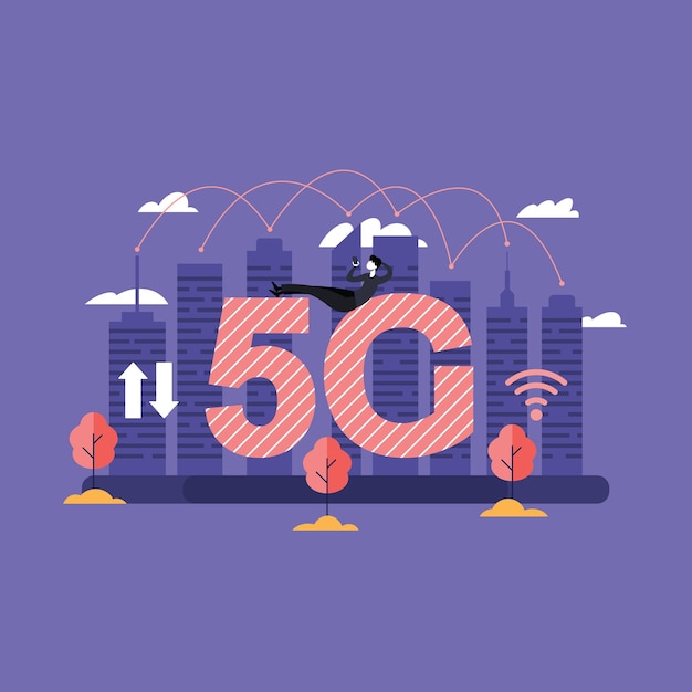 5G Evolution onthulde torenillustraties