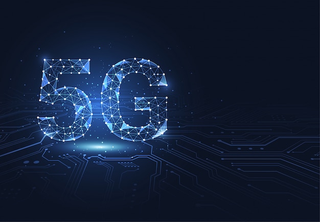 5G global network connection. Polygon connect dot and line