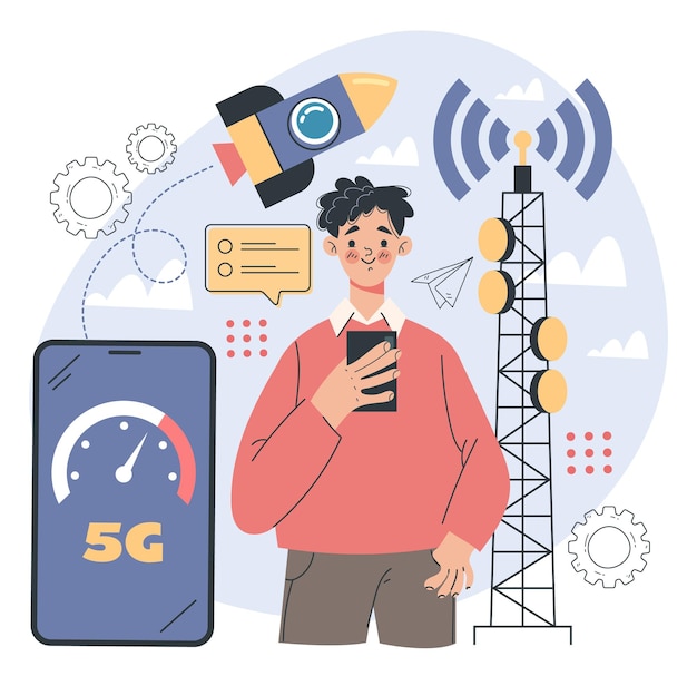 5G graphic design illustration concept