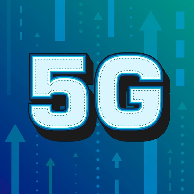 5G high speed internet technology. Blue arrow background. Vector illustration