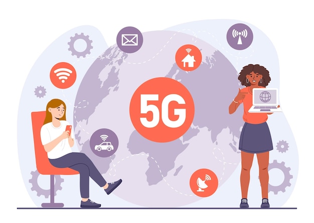 ベクトル 5g インターネットの概念