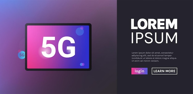 5g 인터넷 연결 속도 미래 개념 및 온라인 무선 시스템 연결 평면 벡터.