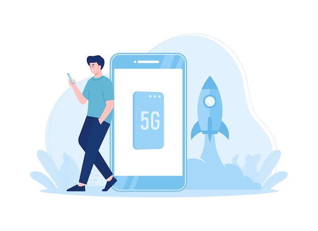 5g internet netwerk snelheid trending concept vlakke illustratie