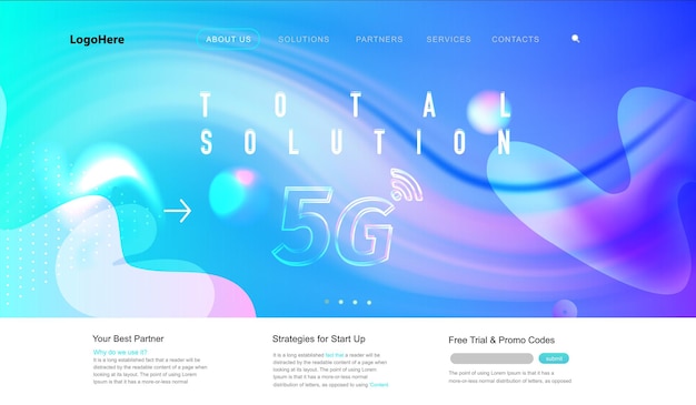 5g e iot internet of things landing page con immagini della tecnologia del futuro della comunicazione digitale