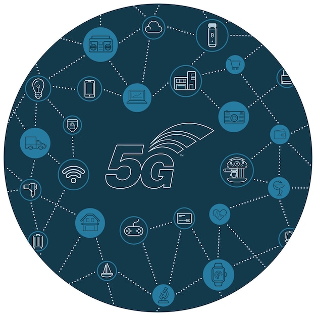 아이콘이 있는 5G IOT 사물 스마트 홈 벡터 품질 디자인