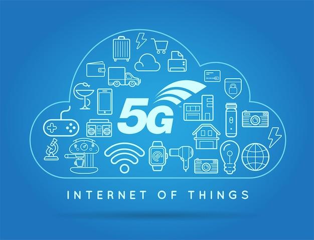 5G IOT Интернет вещей Умный дом Векторный качественный дизайн с иконками