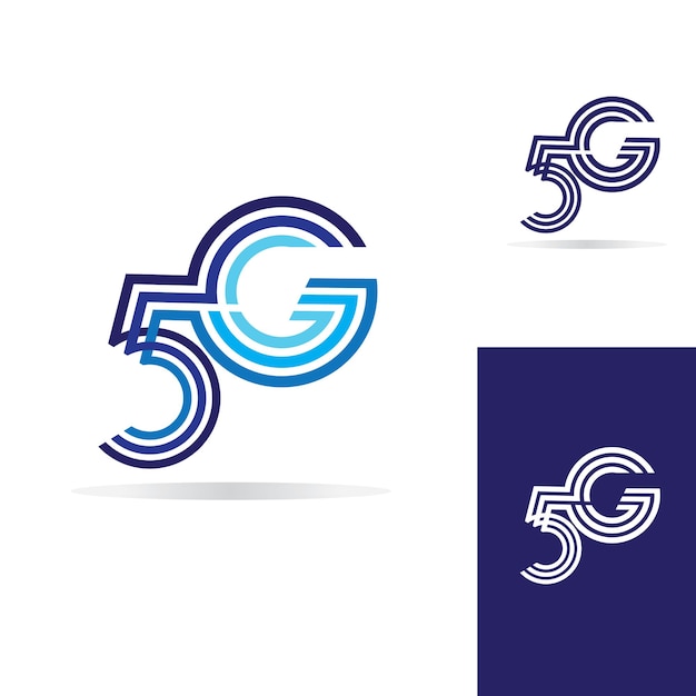 5G netwerk logo Logo netwerk 5G verbinding Nummer 5 en G letter