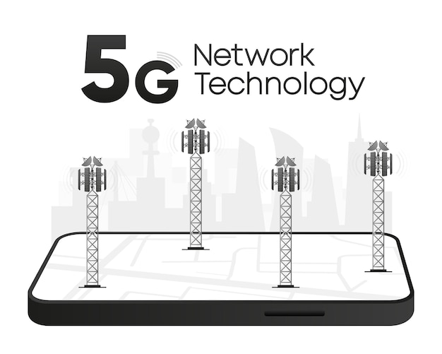 5g netwerktechnologie in plat ontwerp Het concept van draadloze mobiele communicatiediensten Snelheidstest Vector illustratie