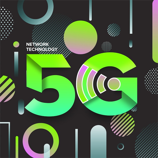 5G Netwerktechnologie Memphis Design