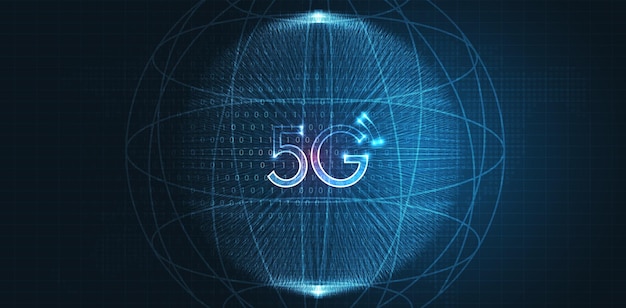 5Gネットワークデジタルホログラムとインターネット Wifi接続と近代的な都市のスカイラインを備えたモノのインターネット スマートシティと通信ネットワークのコンセプト 高速ブロードバンド通信ベクトル