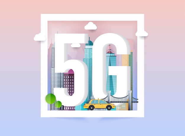 스마트 시티의 5g 네트워크 로고