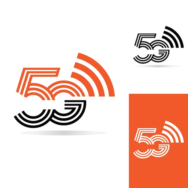 5G 네트워크 로고 로고 네트워크 5G 연결 번호 5 및 G 문자