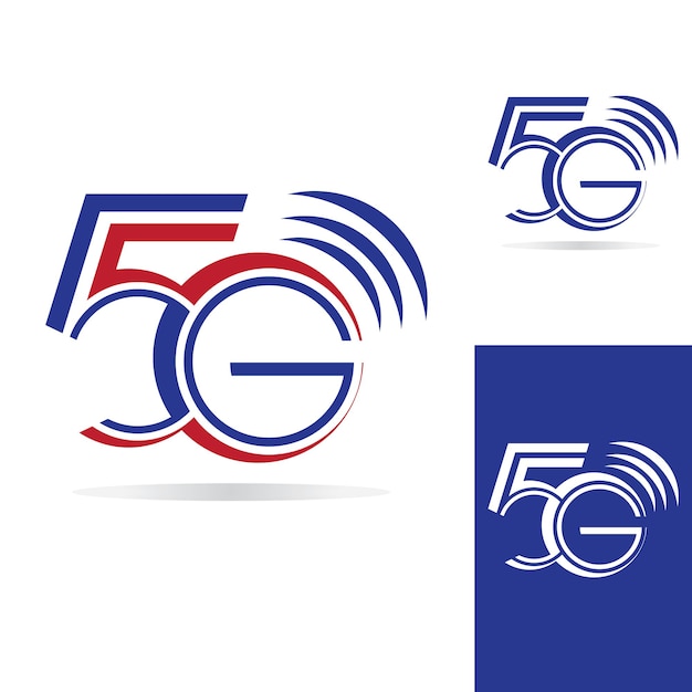 5G 네트워크 로고 로고 네트워크 5G 연결 번호 5 및 G 문자