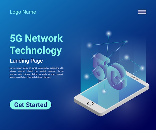 5G Network Technology Isometric Landing Page