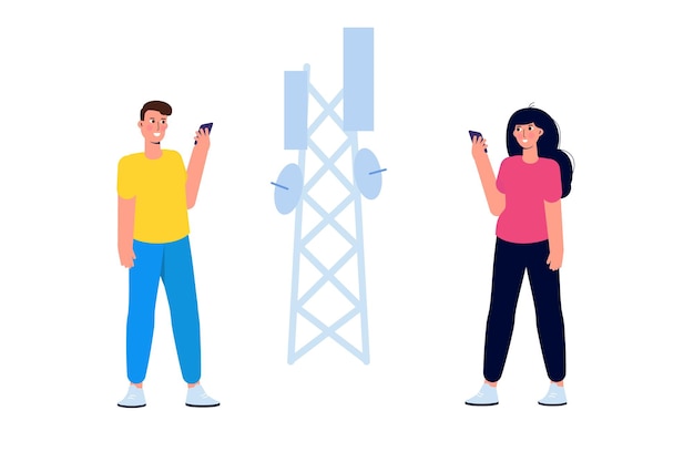 5g network wireless technology small characters concept. vector illustration.