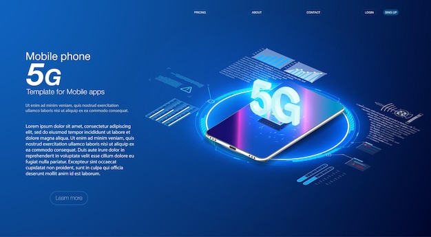 5g new wireless internet wifi connection. smart city or intelligent building isometric vector concept. building automation with computer networking illustration