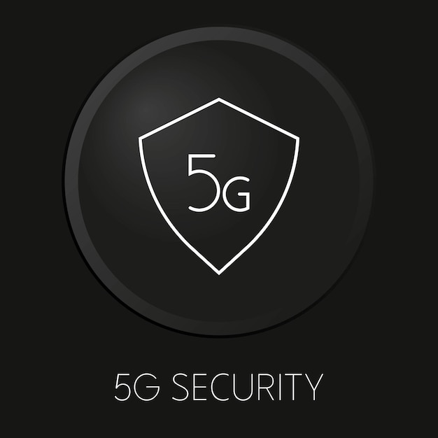 5G security minimal vector line icon on 3D button isolated on black background Premium VectorxA