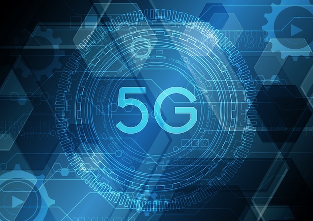 Vector 5g technologie abstracte circuit cirkel zeshoekige achtergrond