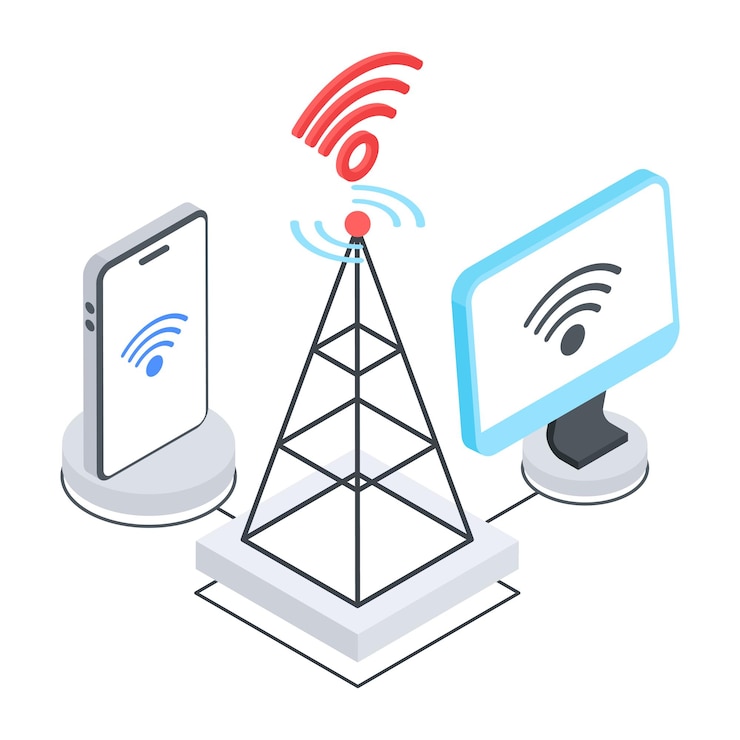Vector 5g technology isometric icon