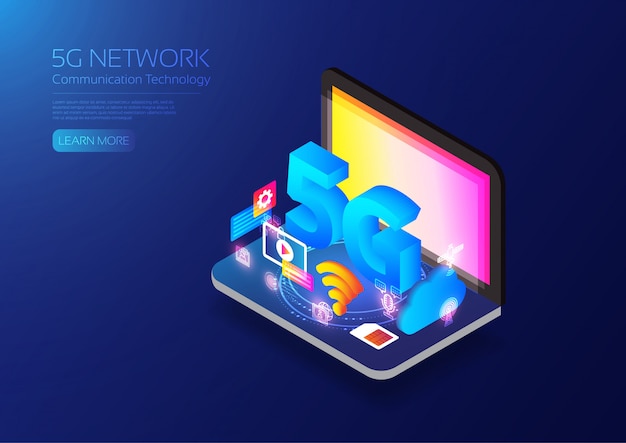 Vector 5g technology isometric