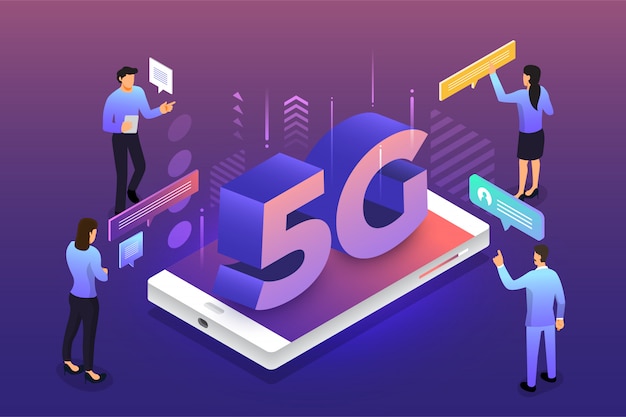 Vettore tecnologia 5g isometrica