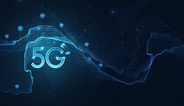 5G technology wireless data transmission highspeed internet in abstract Information flow modern