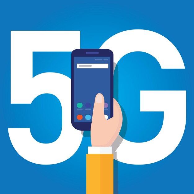 5G-telefoontechnologie verbindt wereldwijd slim en 5de generatie netwerkconcept Snel internet