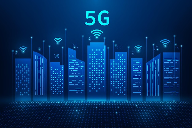 5g wifi internet network high speed and smart city background wireless communication technology