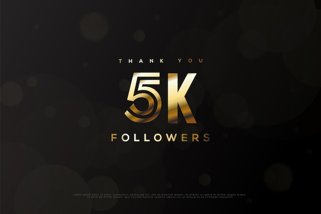 5k followers with shiny gold numbers.