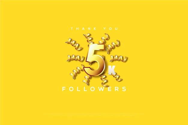 5k follower con decorazione completa di nastro giallo.