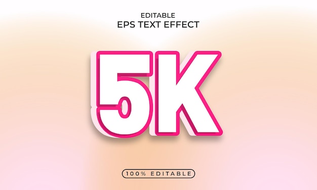 5k tekststijleffectsjabloon voor vieringen en bewerkbaar 3D-teksteffectontwerp