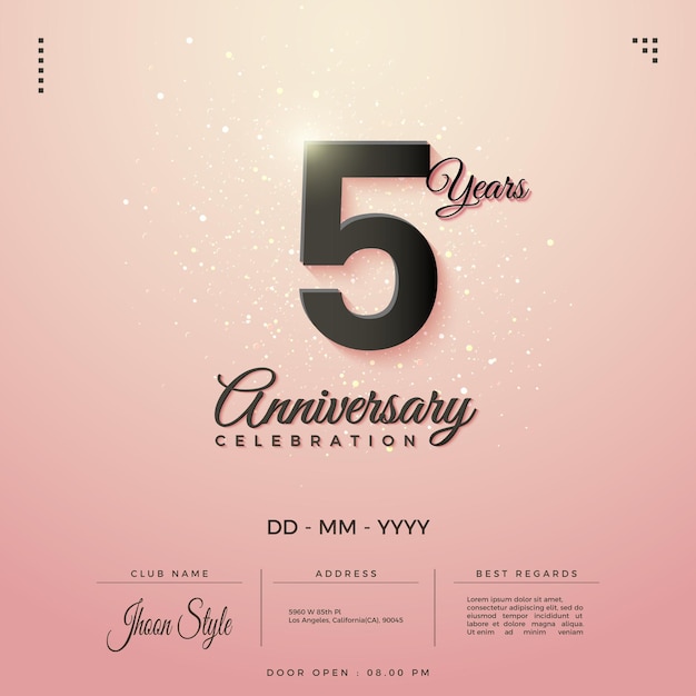5th anniversary party invitation with simple design