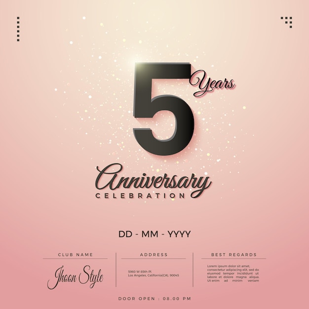 Invito alla festa del 5° anniversario con un design semplice